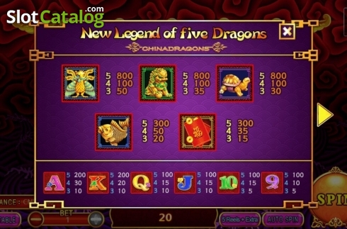 Скрин4. New Legend of 5 Dragons слот