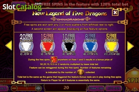 Скрин5. New Legend of 5 Dragons слот