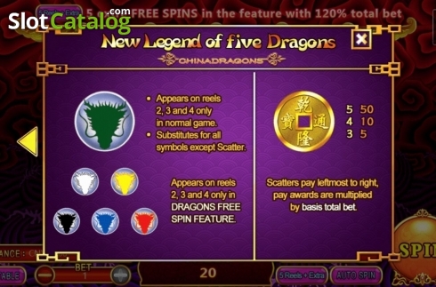Скрин6. New Legend of 5 Dragons слот