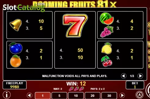 Скрин7. Booming Fruits 81x слот