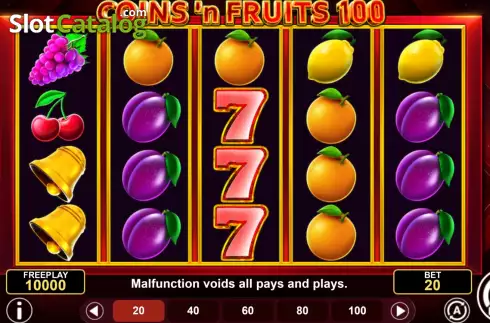 Скрин2. Coins'n Fruits 100 слот