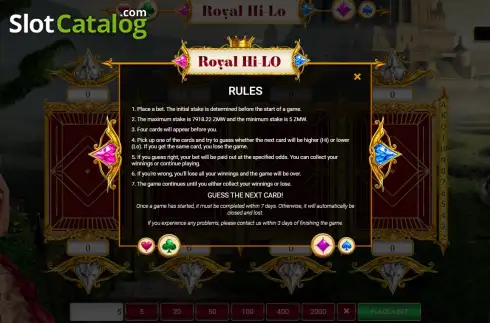 Скрин3. Royal Hi-Lo слот