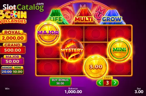 Скрин2. 3 Super Coin Volcanoes слот