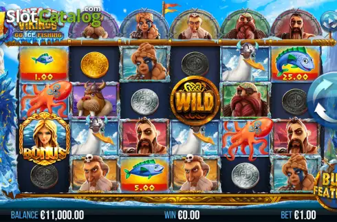 Скрин2. 4 Fantastic Vikings Go Ice Fishing слот