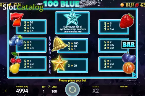 Скрин6. 100 Blue Star слот