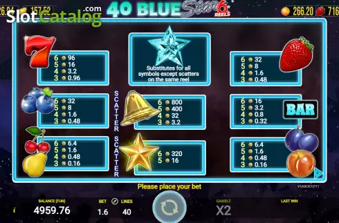 Скрин6. 40 Blue Star 6 Reels слот