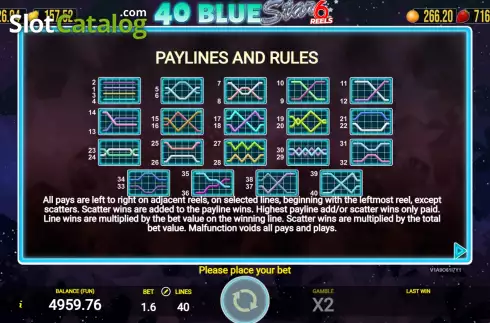 Скрин9. 40 Blue Star 6 Reels слот