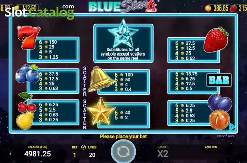 Скрин6. Blue Star 6 Reels слот