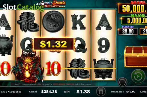 Скрин4. Action Dragons Cash Stacks Gold слот