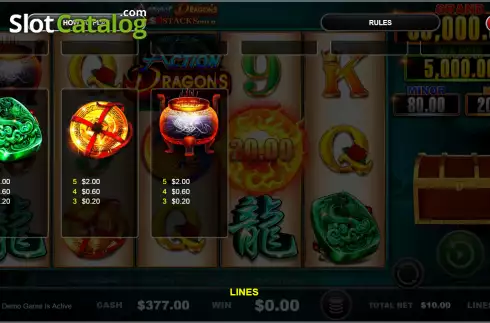 Скрин9. Action Dragons Cash Stacks Gold слот