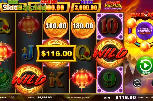 Скрин3. Golden Phoenix Rings of Fortune слот