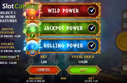 Скрин6. 3 Powers of Zeus: Power Combo слот