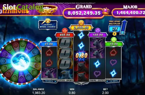 Скрин3. Enchanted Wolf Rising Rewards King Millions слот