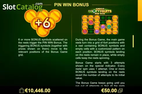 Скрин8. Amigo Lucky Fruits Pin Win слот