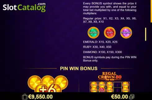 Скрин7. Regal Crown 50 Pin Win слот