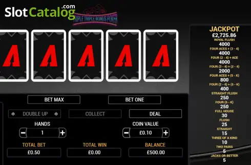 Скрин2. Triple Triple Bonus Poker слот