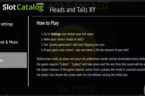 Скрин8. Heads and Tails XY слот