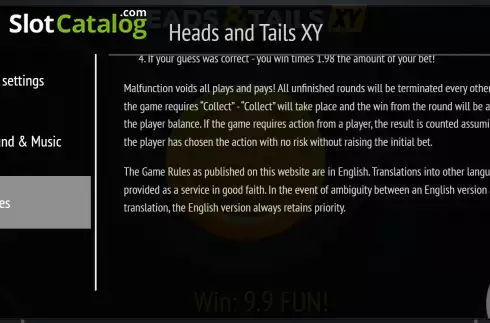 Скрин9. Heads and Tails XY слот