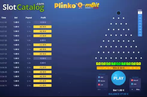 Скрин2. Plinko mBit слот