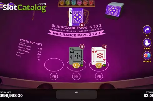 Скрин3. Poker Bet Blackjack слот