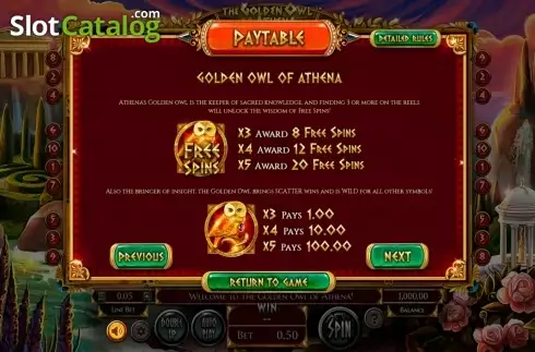 Скрин2. The Golden Owl Of Athena слот