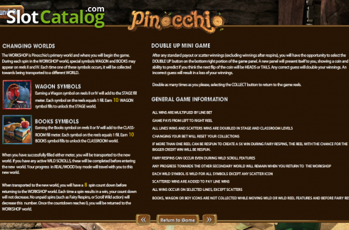 Скрин9. Pinocchio (Betsoft) слот