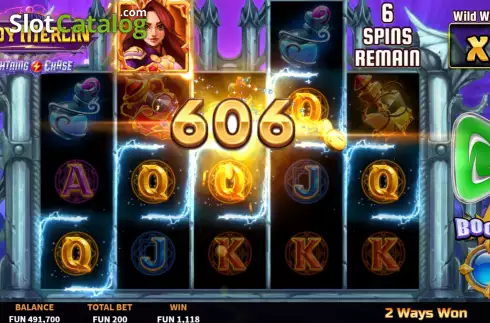 Скрин9. Lady Merlin Lightning Chase слот