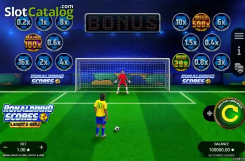 Скрин2. Ronaldinho Scores Shoot & Win слот
