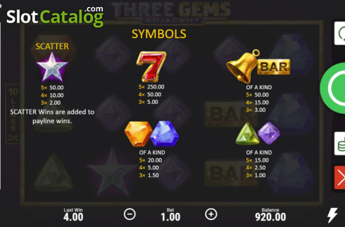 Скрин8. Three Gems слот