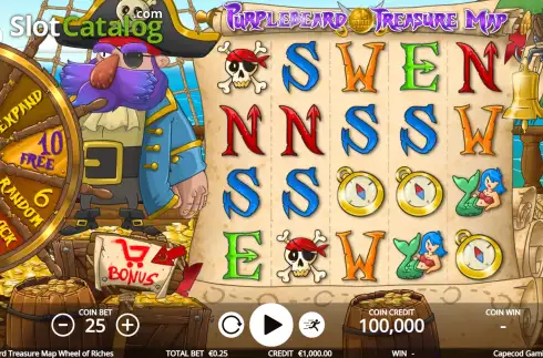 Скрин2. Purplebeard Treasure Map Wheel of Riches слот