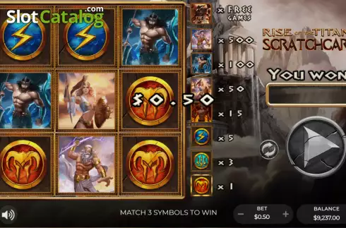 Скрин3. Rise of the Titans Scratchcard слот