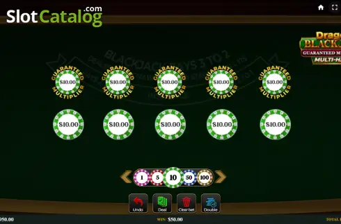 Скрин2. Dragon Blackjack Guaranteed Multiplier Multihand слот