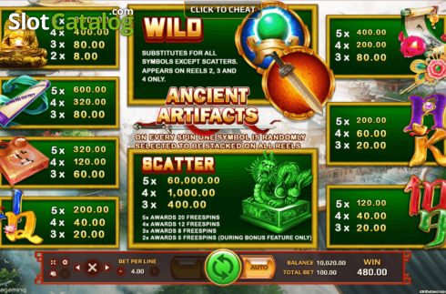 Скрин5. Ancient Artifacts слот