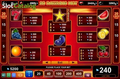 Скрин5. 20 Dazzling Hot (Amusnet) слот