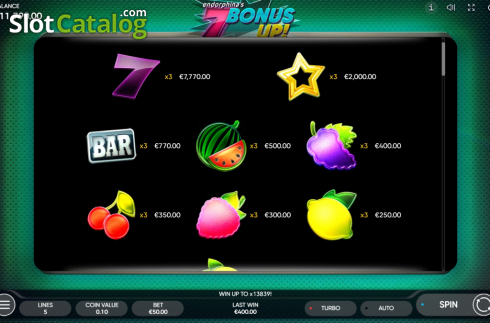 Скрин8. 7 Bonus Up слот