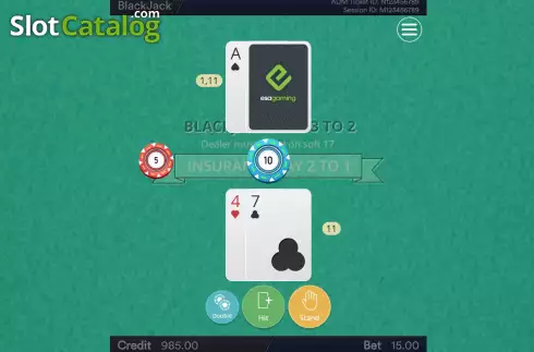 Скрин5. BlackJack (Esa Gaming) слот