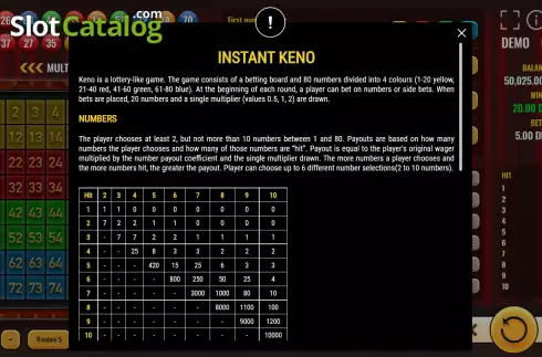 Скрин8. Instant Keno (Expanse Studios) слот