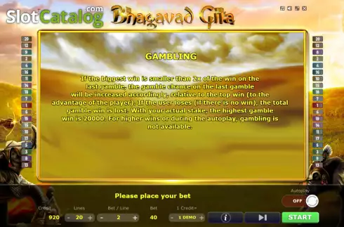 Скрин6. Bhagavad Gita слот