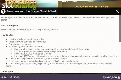 Скрин5. Treasures From The Crypto Scratchcard слот