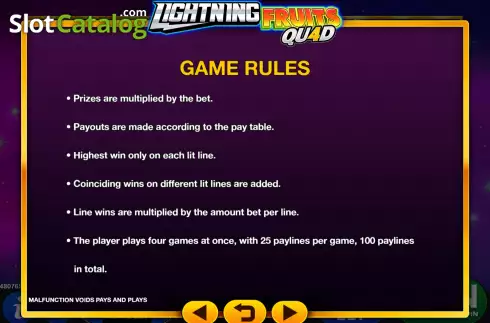 Скрин6. Lightning Fruits Quad слот