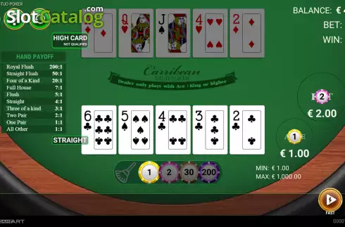 Скрин4. Caribbean Stud Poker (GameArt) слот