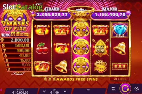 Скрин2. 9 Masks Of Fire King Millions слот