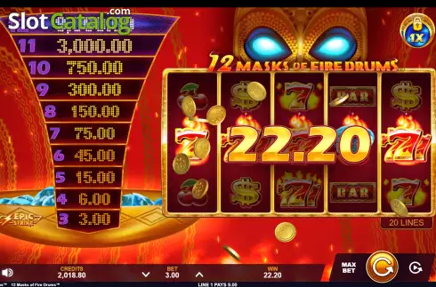 Скрин4. 12 Masks of Fire Drums слот