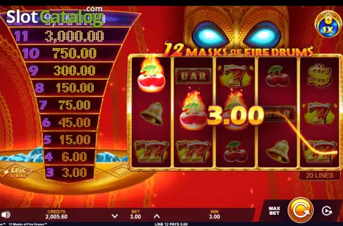 Скрин6. 12 Masks of Fire Drums слот