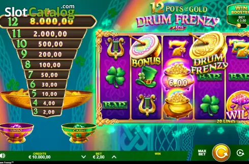 Скрин2. 12 Pots of Gold: Drum Frenzy слот