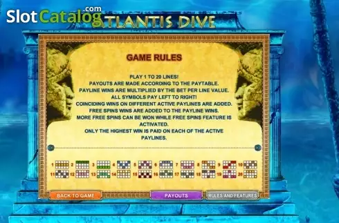 Скрин6. Atlantis Dive слот