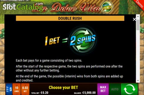 Скрин6. La Dolce Vita Double Rush слот
