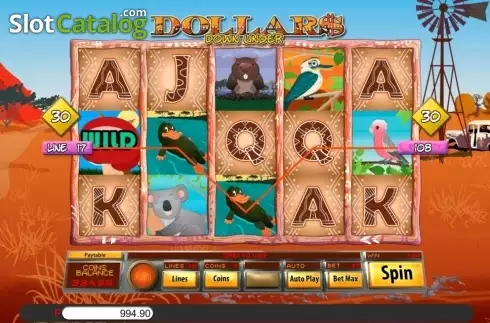 Скрин7. Dollars Down Under слот