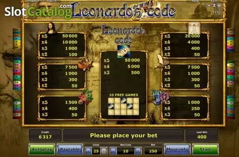 Скрин2. Leonardo's Code слот