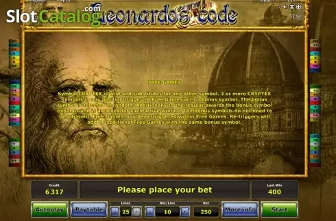 Скрин3. Leonardo's Code слот